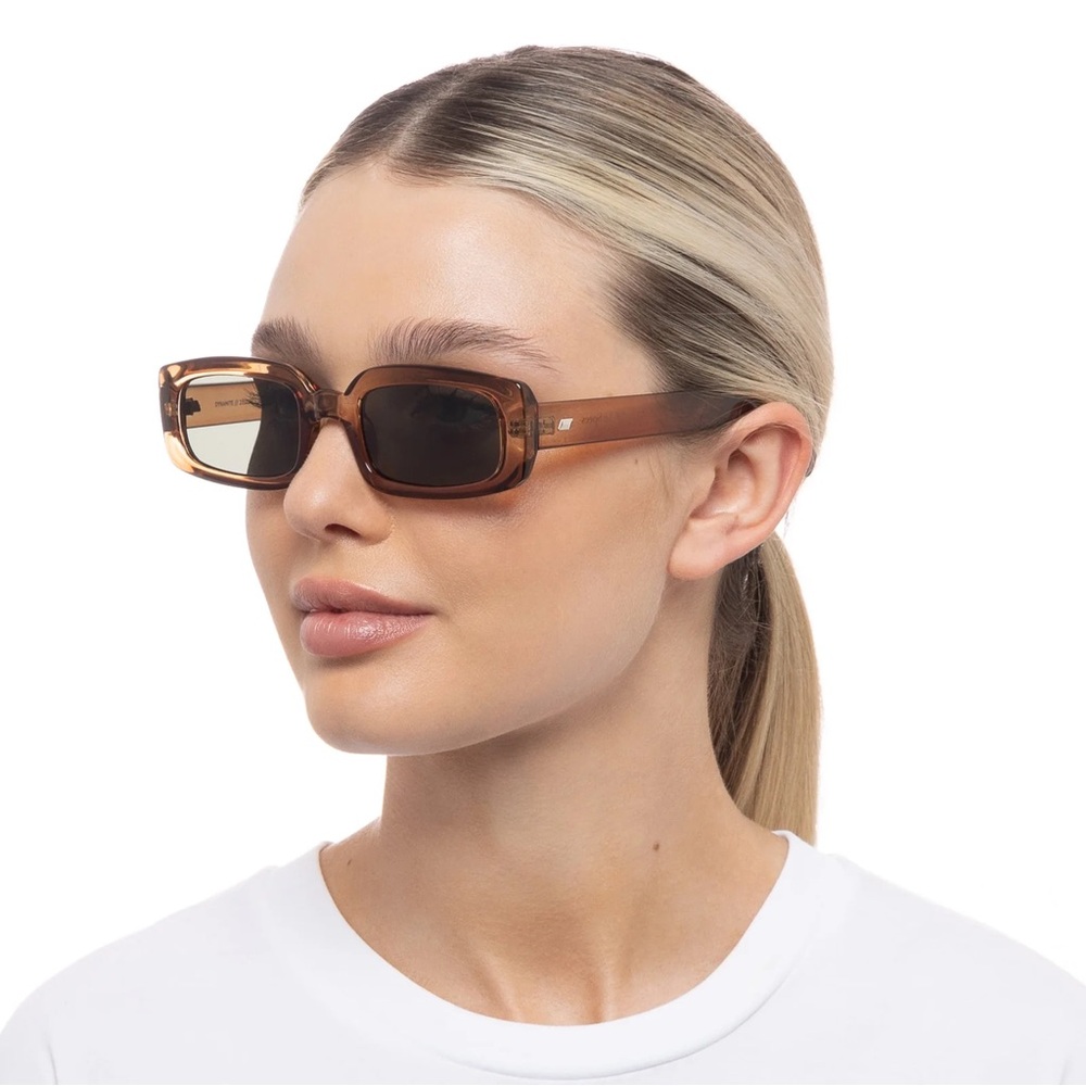Le Specs Dynamite Sunglasses in Tobacco Womens Mens Unisex Rectangular Brown
